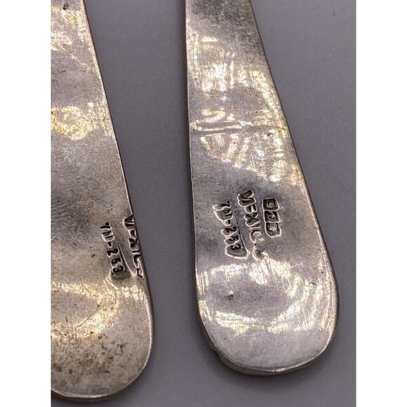 Vintage Mexico Sterling Silver Inlaid Turquoise Large Teardrop Dangle Earrings - Picture 6 of 10